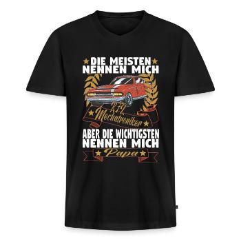 Kfz Mechatroniker Papa Vater Auto Schrauber - Männer Premium Bio T-Shirt mit V-Ausschnitt - Schwarz - Vorne - Nico (187cm)