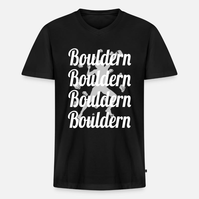 Bouldern Boulder Klettern Boulderer Bouldering - Männer Premium Bio T-Shirt mit V-Ausschnitt - Schwarz