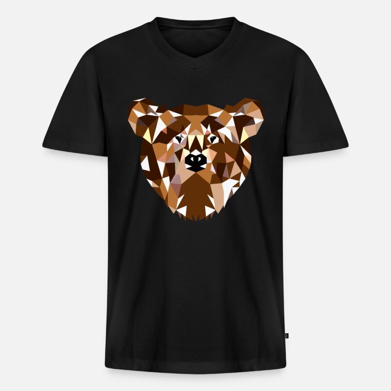 Bärchen Grizzlybär Geschenkidee - Männer Premium Bio T-Shirt mit V-Ausschnitt - Schwarz
