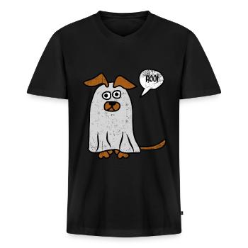 Geist Unheimlich Hund Urlaub Halloween Geschenk - Männer Premium Bio T-Shirt mit V-Ausschnitt - Schwarz - Vorne - Nico (187cm)