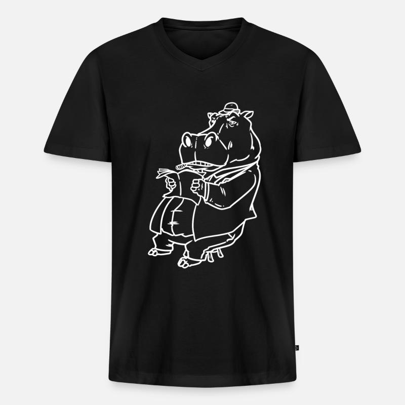 Nilpferd Schläger - Männer Premium Bio T-Shirt mit V-Ausschnitt - Schwarz
