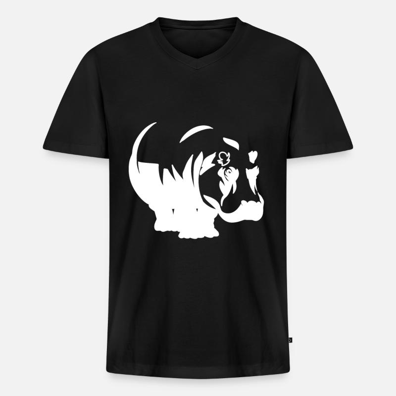 Nilpferd - Männer Premium Bio T-Shirt mit V-Ausschnitt - Schwarz