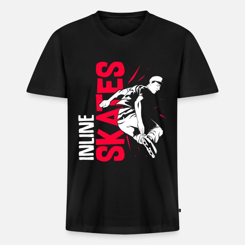Inline Schlittschuhe Rollschuh - Männer Premium Bio T-Shirt mit V-Ausschnitt - Schwarz
