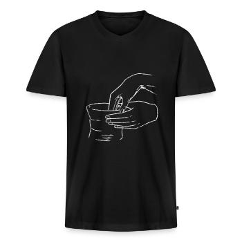 Poterie cadeau de poterie - T-shirt encolure en V Premium bio Homme - noir - Devant - Nico (187cm)
