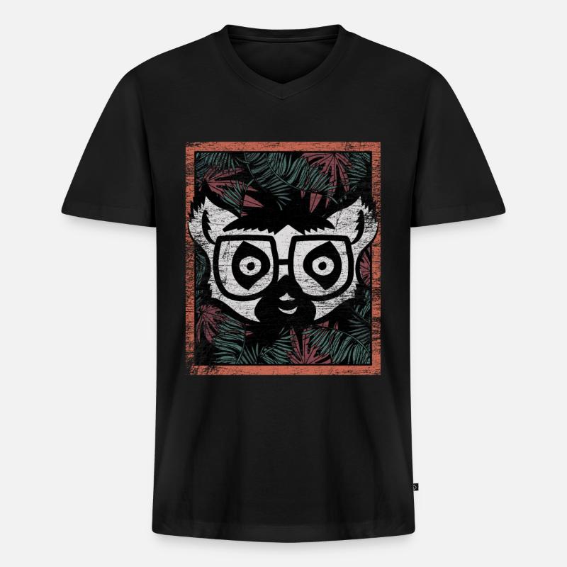 Lemur Madagaskar Geschenk - Männer Premium Bio T-Shirt mit V-Ausschnitt - Schwarz
