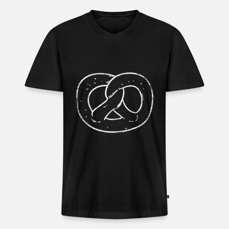 Brezel Geschenk - Männer Premium Bio T-Shirt mit V-Ausschnitt - Schwarz