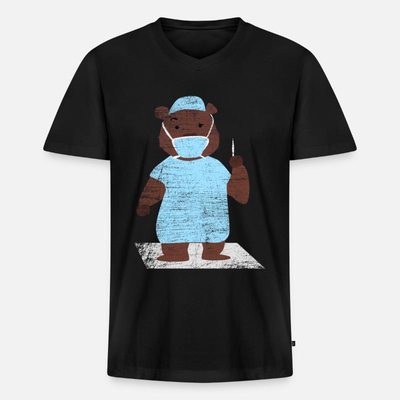 Bär Chirurg Geschenk - Männer Premium Bio T-Shirt mit V-Ausschnitt - Schwarz