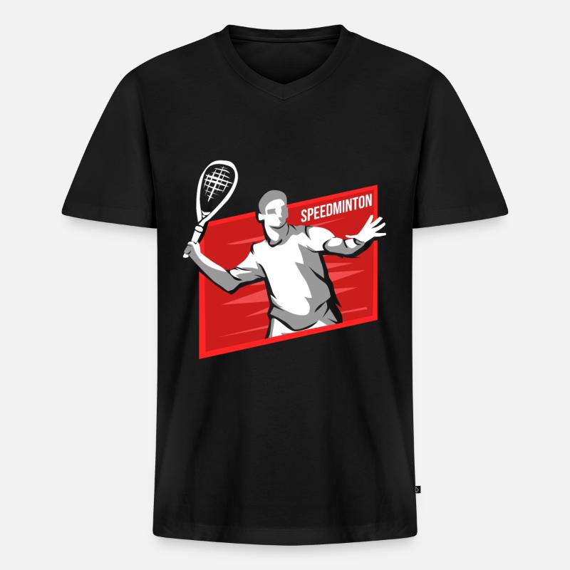 Speedminton - Männer Premium Bio T-Shirt mit V-Ausschnitt - Schwarz