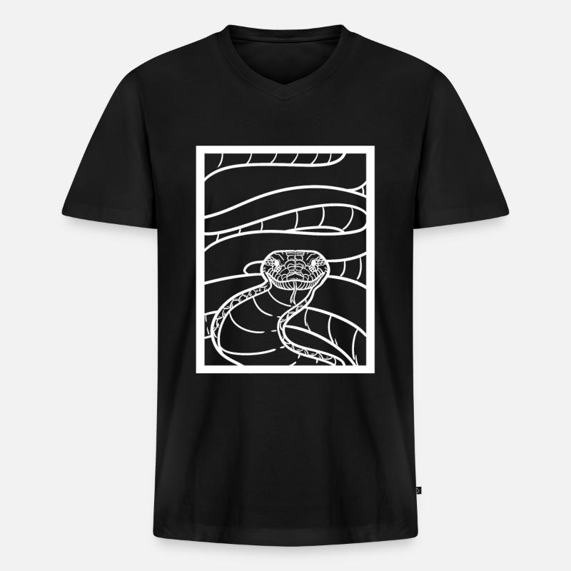 Python - Männer Premium Bio T-Shirt mit V-Ausschnitt - Schwarz