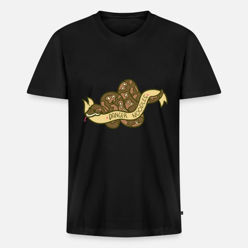 Python - Männer Premium Bio T-Shirt mit V-Ausschnitt - Schwarz