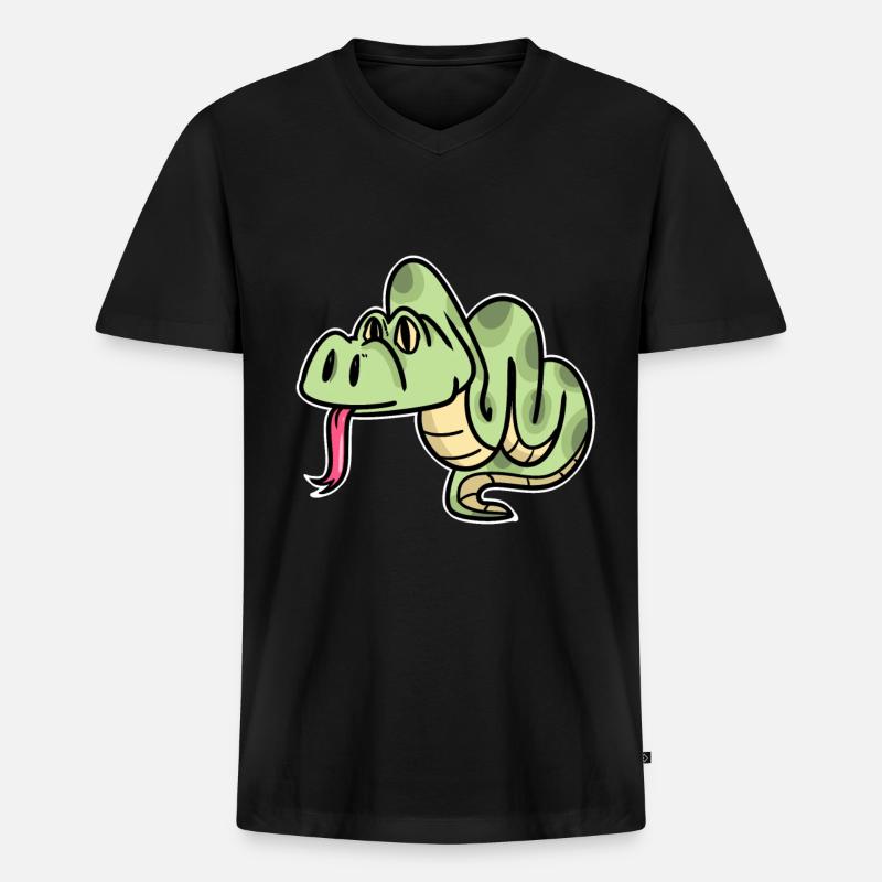 Python - Männer Premium Bio T-Shirt mit V-Ausschnitt - Schwarz