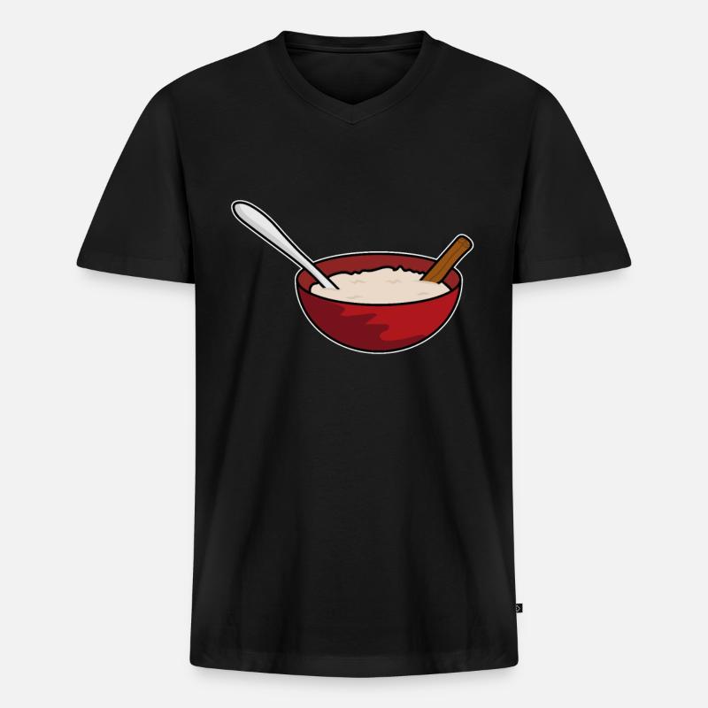Reispudding - Männer Premium Bio T-Shirt mit V-Ausschnitt - Schwarz