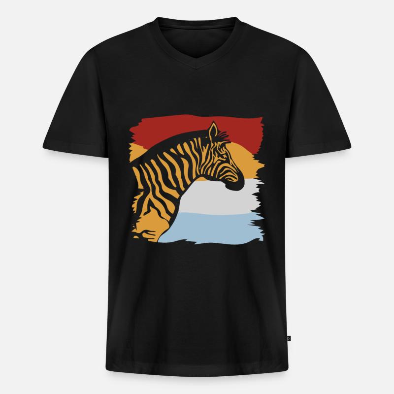 Zebra - Männer Premium Bio T-Shirt mit V-Ausschnitt - Schwarz