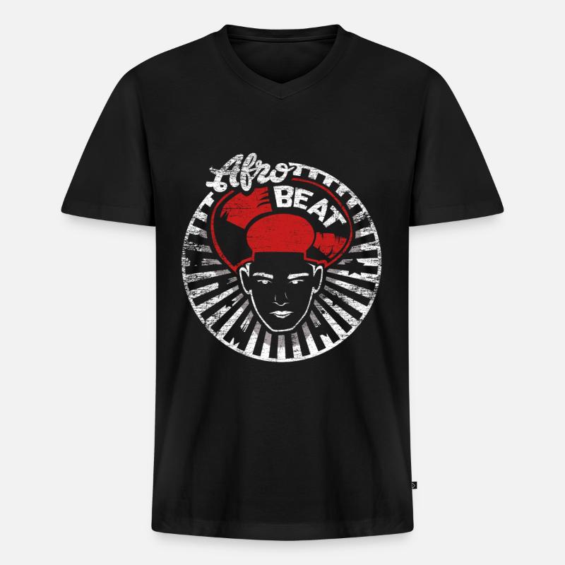 Afro Beat - Männer Premium Bio T-Shirt mit V-Ausschnitt - Schwarz
