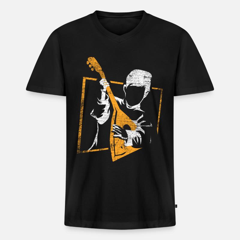 Balalaika Geschenk - Männer Premium Bio T-Shirt mit V-Ausschnitt - Schwarz
