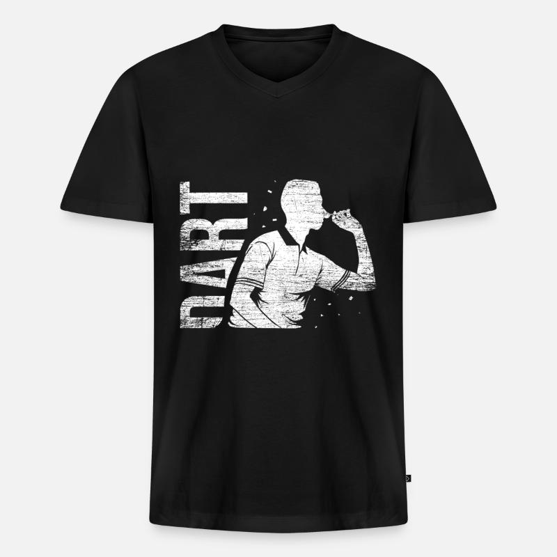Dart Geschenk - Männer Premium Bio T-Shirt mit V-Ausschnitt - Schwarz