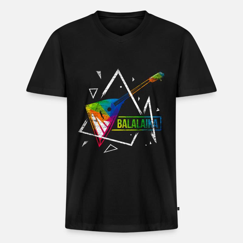 Balalaika Polygon Geschenk - Männer Premium Bio T-Shirt mit V-Ausschnitt - Schwarz