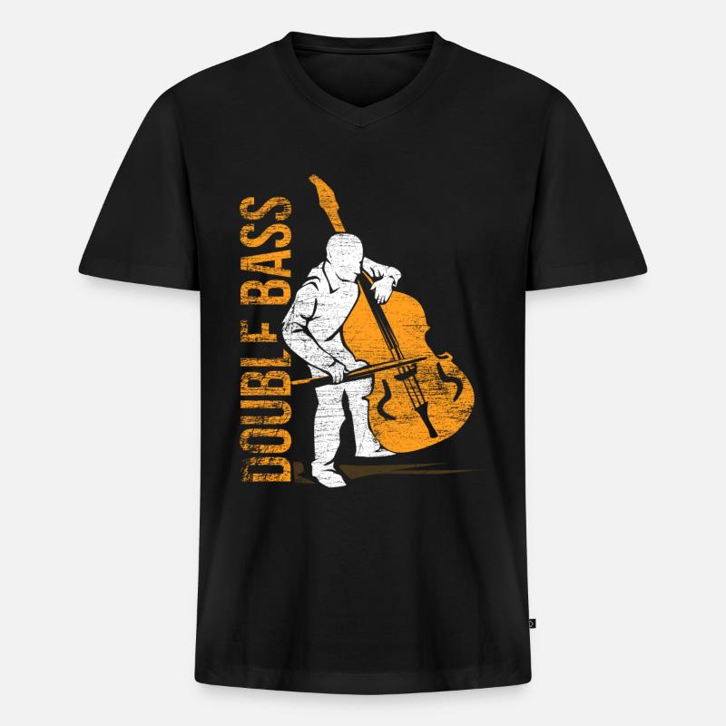 Kontrabass Geschenk - Männer Premium Bio T-Shirt mit V-Ausschnitt - Schwarz