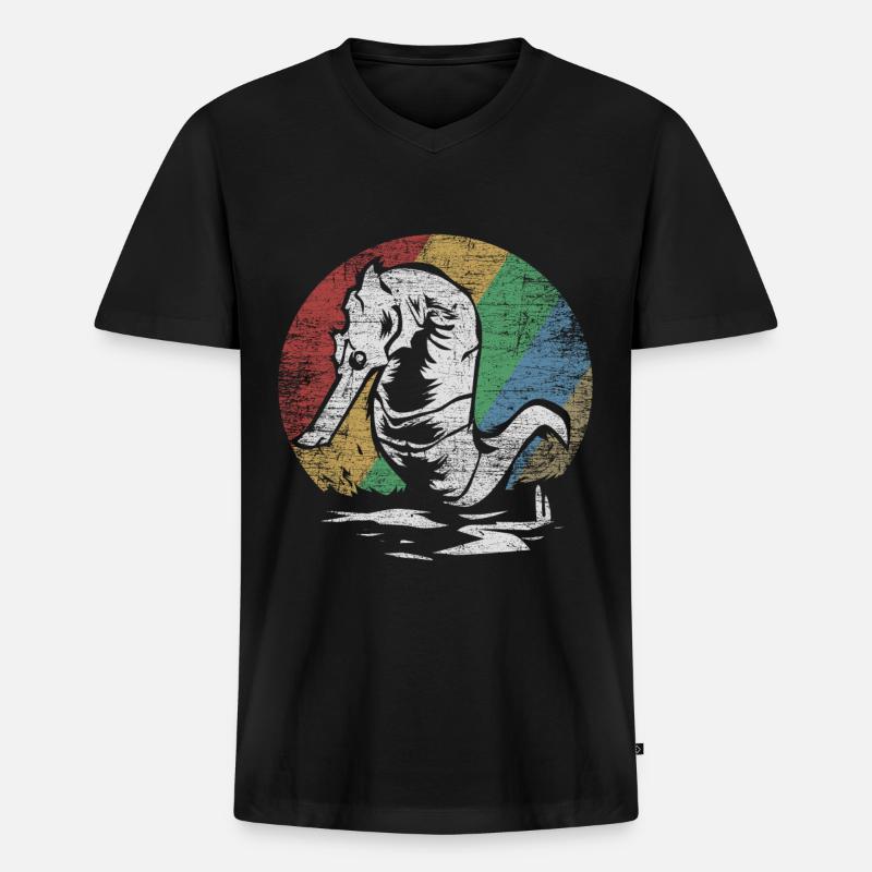 Seepferdchen Geschenk - Männer Premium Bio T-Shirt mit V-Ausschnitt - Schwarz