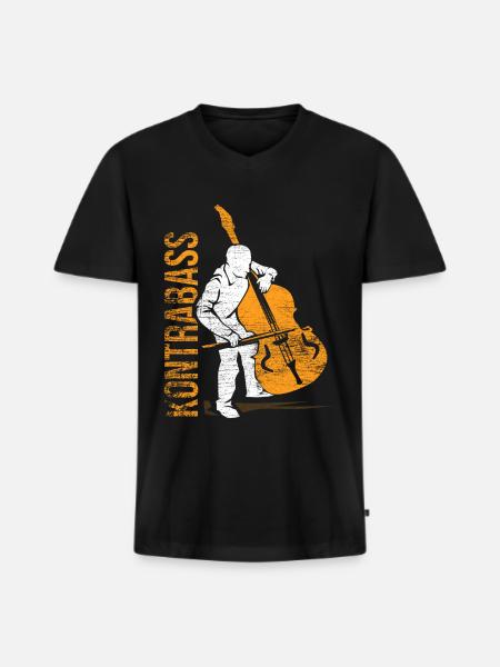 Double bass musician gift - Men's Premium Organic T-shirt with V-neck - black
