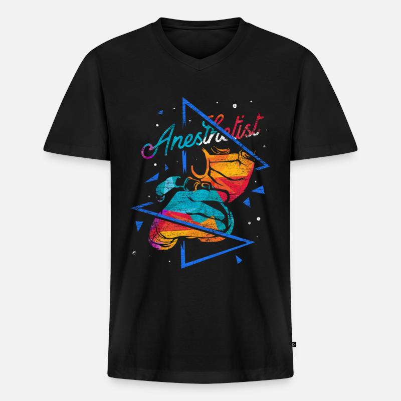 Anästhesist Polygon Geschenk - Männer Premium Bio T-Shirt mit V-Ausschnitt - Schwarz
