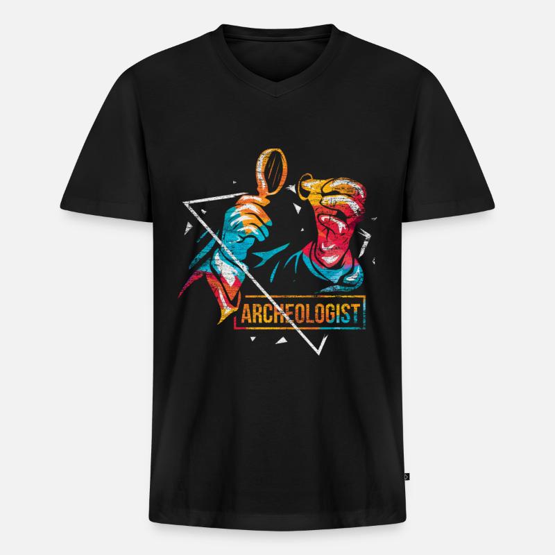 Archäologe Polygon Geschenk - Männer Premium Bio T-Shirt mit V-Ausschnitt - Schwarz
