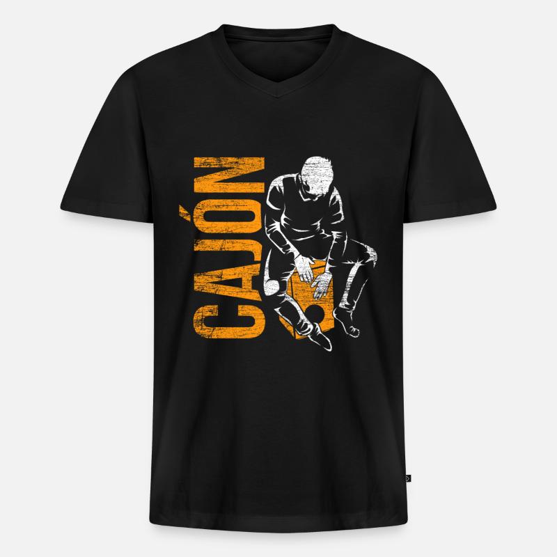 Cajón - Männer Premium Bio T-Shirt mit V-Ausschnitt - Schwarz
