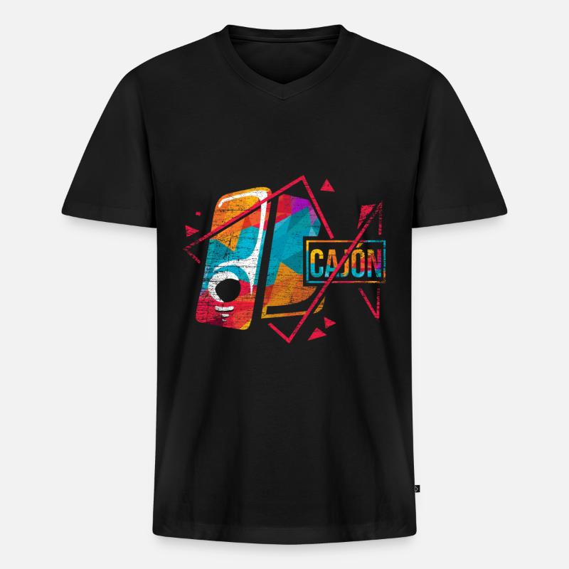 Cajón - Männer Premium Bio T-Shirt mit V-Ausschnitt - Schwarz