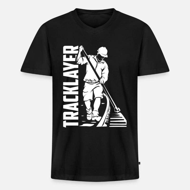 Gleisbauer - Männer Premium Bio T-Shirt mit V-Ausschnitt - Schwarz