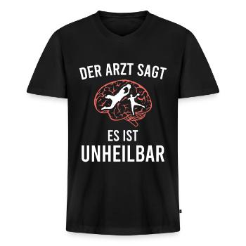Handball lustig Sport Handballer - Männer Premium Bio T-Shirt mit V-Ausschnitt - Schwarz - Vorne - Nico (187cm)