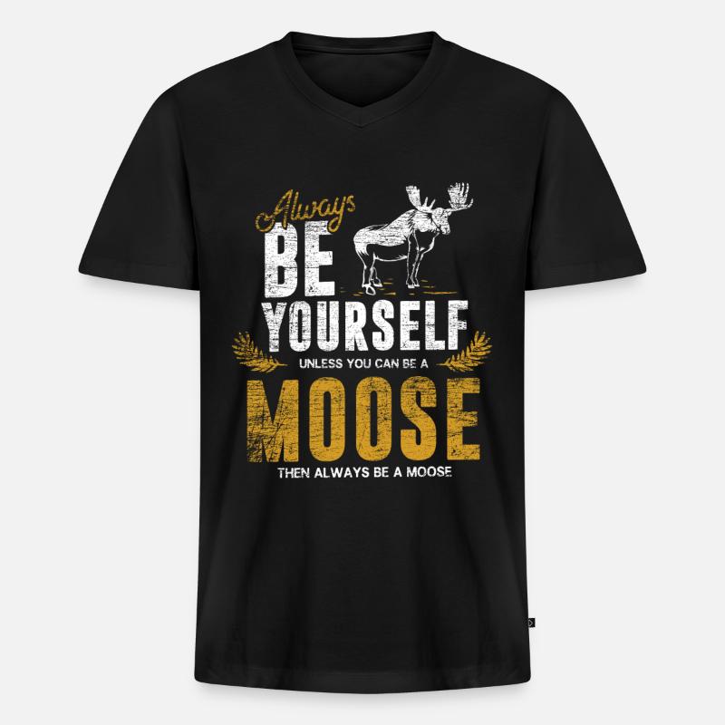Elche Geschenk - Männer Premium Bio T-Shirt mit V-Ausschnitt - Schwarz