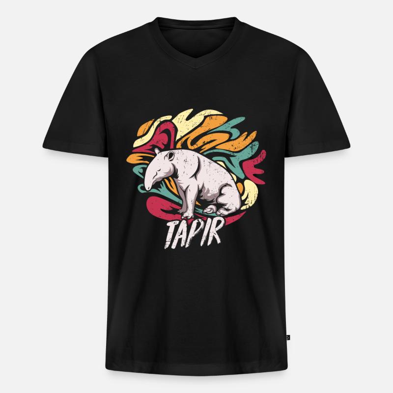 Tapire Geschenk - Männer Premium Bio T-Shirt mit V-Ausschnitt - Schwarz