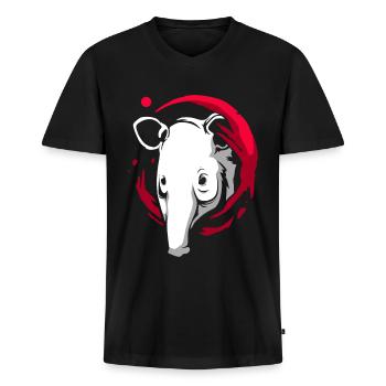 Tapire - Männer Premium Bio T-Shirt mit V-Ausschnitt - Schwarz - Vorne - Nico (187cm)