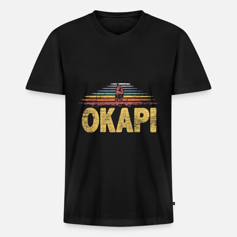 Okapi Geschenk - Männer Premium Bio T-Shirt mit V-Ausschnitt - Schwarz