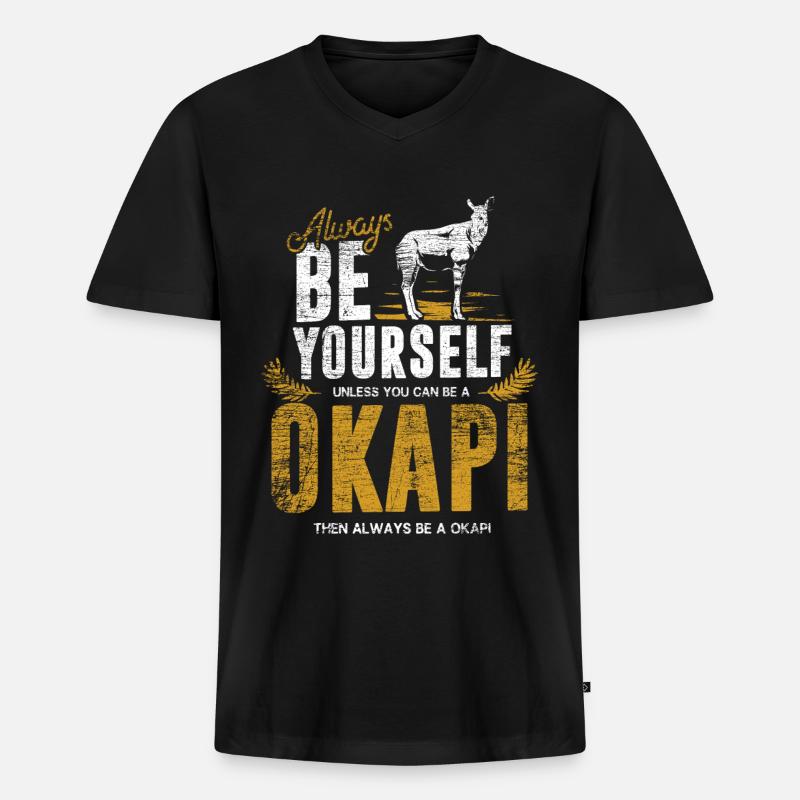Okapi Geschenk - Männer Premium Bio T-Shirt mit V-Ausschnitt - Schwarz