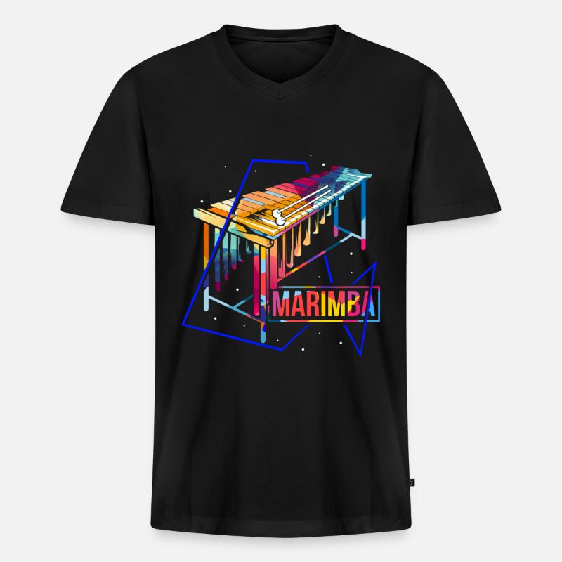 Marimba Polygon - Männer Premium Bio T-Shirt mit V-Ausschnitt - Schwarz