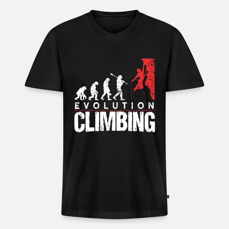 Climbing evolution - Men's Premium Organic T-shirt with V-neck - black