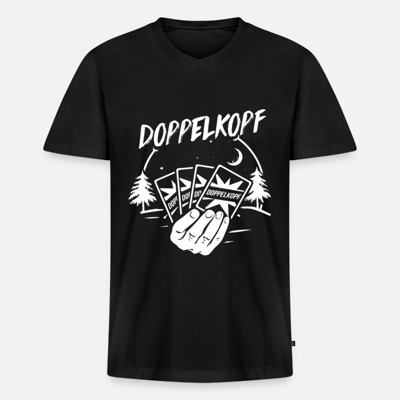 Doppelkopf Geschenk - Männer Premium Bio T-Shirt mit V-Ausschnitt - Schwarz