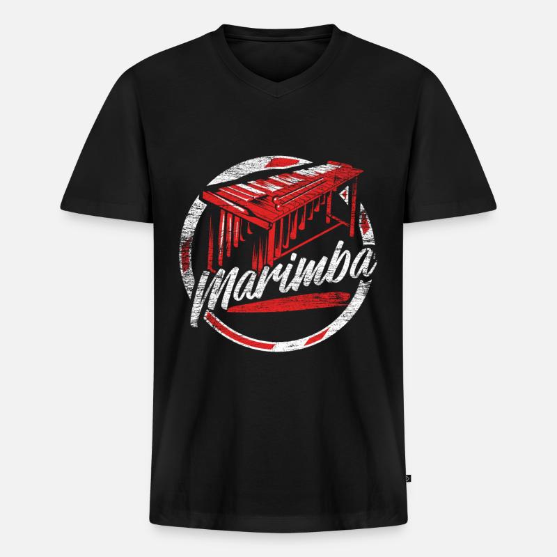 Marimba Geschenk - Männer Premium Bio T-Shirt mit V-Ausschnitt - Schwarz