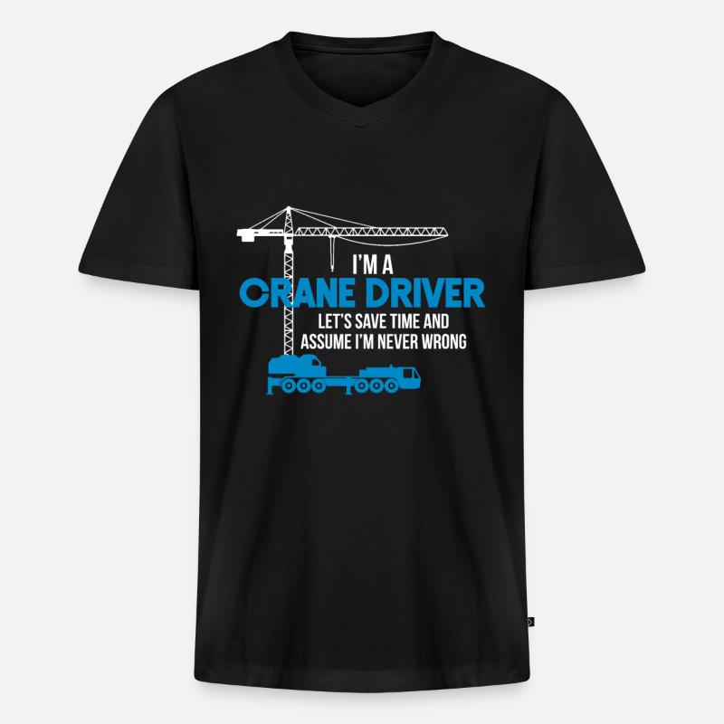 Kranführer - Männer Premium Bio T-Shirt mit V-Ausschnitt - Schwarz