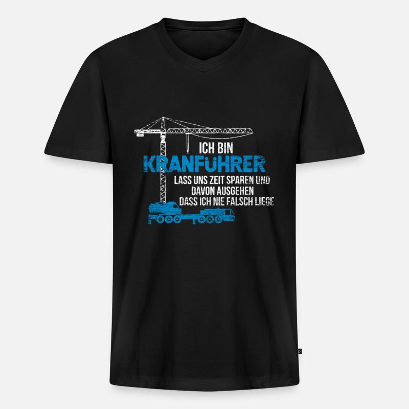 Kranführer Geschenk - Männer Premium Bio T-Shirt mit V-Ausschnitt - Schwarz