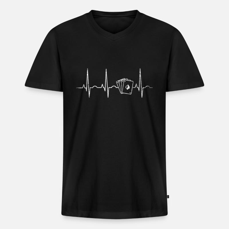 Doppelkopf Geschenk - Männer Premium Bio T-Shirt mit V-Ausschnitt - Schwarz