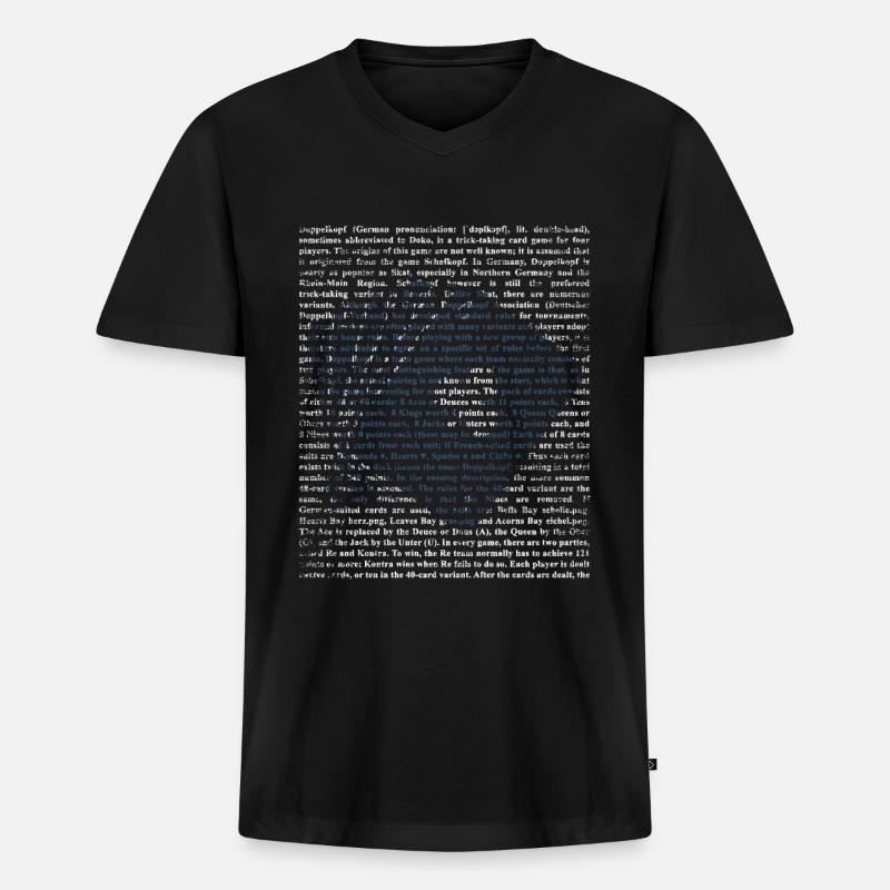 Doppelkopf Geschenk - Männer Premium Bio T-Shirt mit V-Ausschnitt - Schwarz