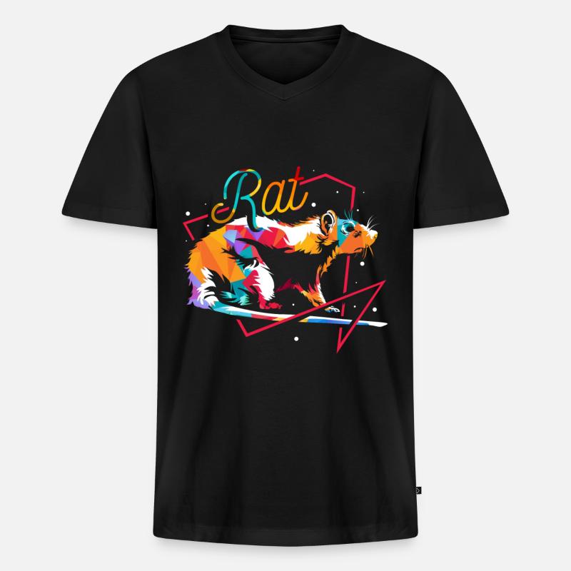 Ratte Polygon - Männer Premium Bio T-Shirt mit V-Ausschnitt - Schwarz