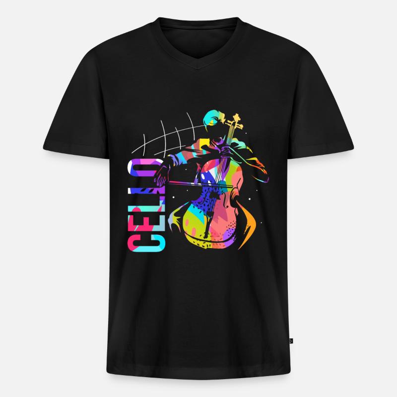 Cello - Männer Premium Bio T-Shirt mit V-Ausschnitt - Schwarz