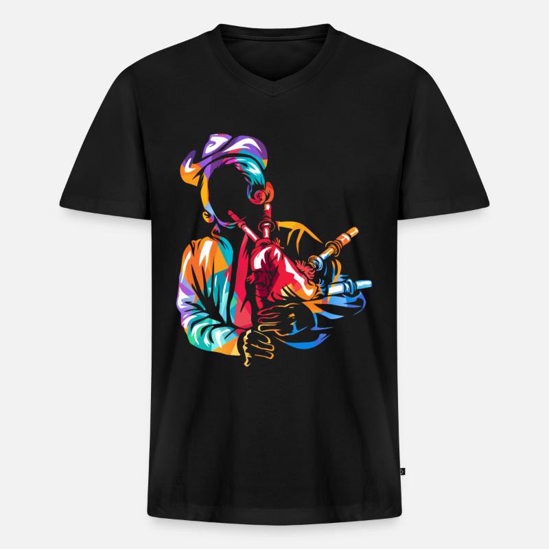 Dudelsack Geschenk - Männer Premium Bio T-Shirt mit V-Ausschnitt - Schwarz