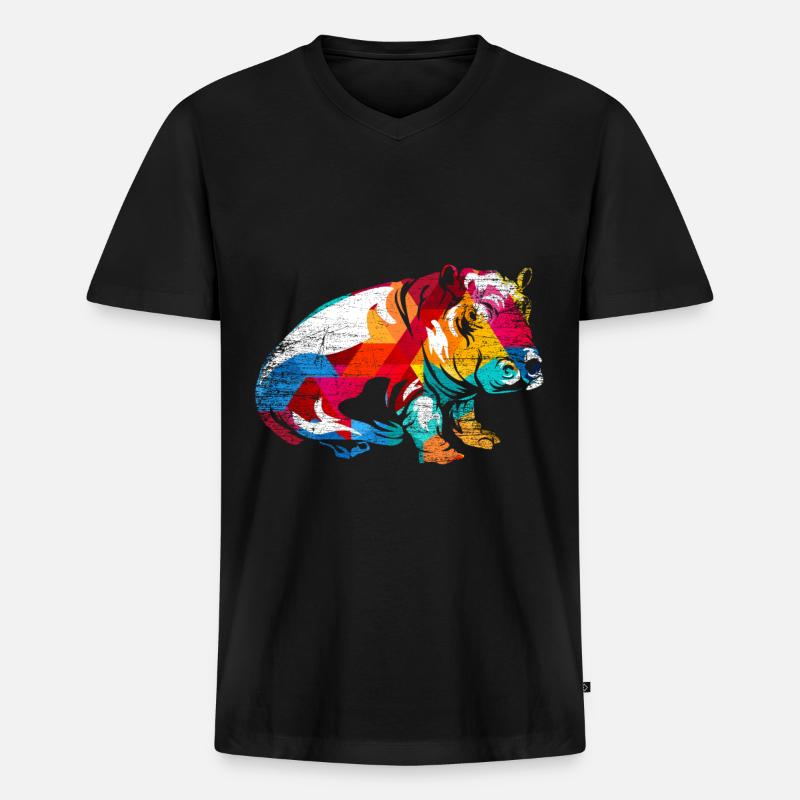 Nilpferd - Männer Premium Bio T-Shirt mit V-Ausschnitt - Schwarz