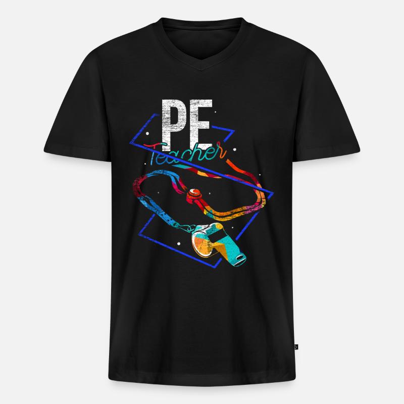 Sportlehrer Polygon - Männer Premium Bio T-Shirt mit V-Ausschnitt - Schwarz