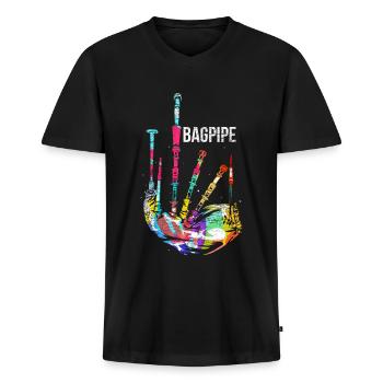 Dudelsack Geschenk - Männer Premium Bio T-Shirt mit V-Ausschnitt - Schwarz - Vorne - Nico (187cm)