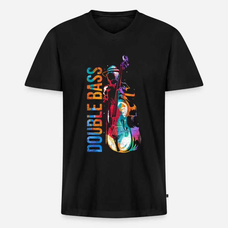 Kontrabass Geschenk - Männer Premium Bio T-Shirt mit V-Ausschnitt - Schwarz